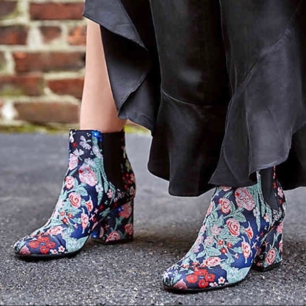 Indigo Rd Block Heel Embroidered Ankle Booties